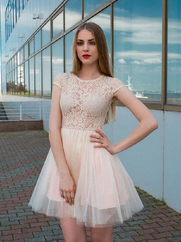 Exclusive Savings Simple Homecoming Dresses A-line Lace Cheap Short Prom Dress Chic Party Dress JK708