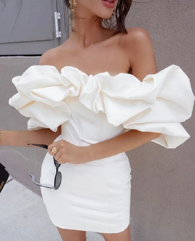 Super Deal trendy wrap dressWomen's Party Dress Corset Dress Cocktail Dress Pure Color Ruched Spring Summer Off Shoulder Fashion Party Slim White Short Homecoming Dress Y487 Super Deal trendy wrap dressWomen's Party Dress Corset Dress Cocktail Dress Pure Color Ruched Spring Summer Off Shoulder Fashion Party Slim White Short Homecoming Dress Y487