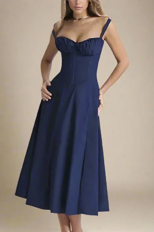 Price Cut chic slip dressTaylor Bodycon Day Midi Dress - Navy Blue