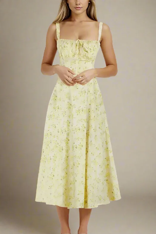 Mega Deal satin dressTaylor Bodycon Day Midi Dress - Daffodil Yellow