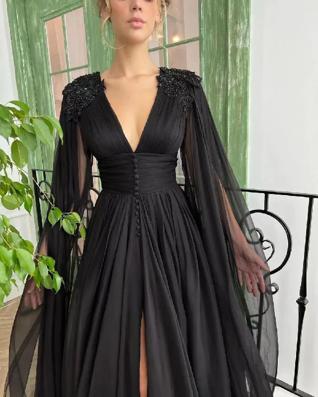 Exclusive Preview floral dressV-neck Black Tulle Prom Dresses, Elegant Prom Dresses, Newest Prom Dresses, A-line Prom Dresses Y56 Exclusive Preview floral dressV-neck Black Tulle Prom Dresses, Elegant Prom Dresses, Newest Prom Dresses, A-line Prom Dresses Y56