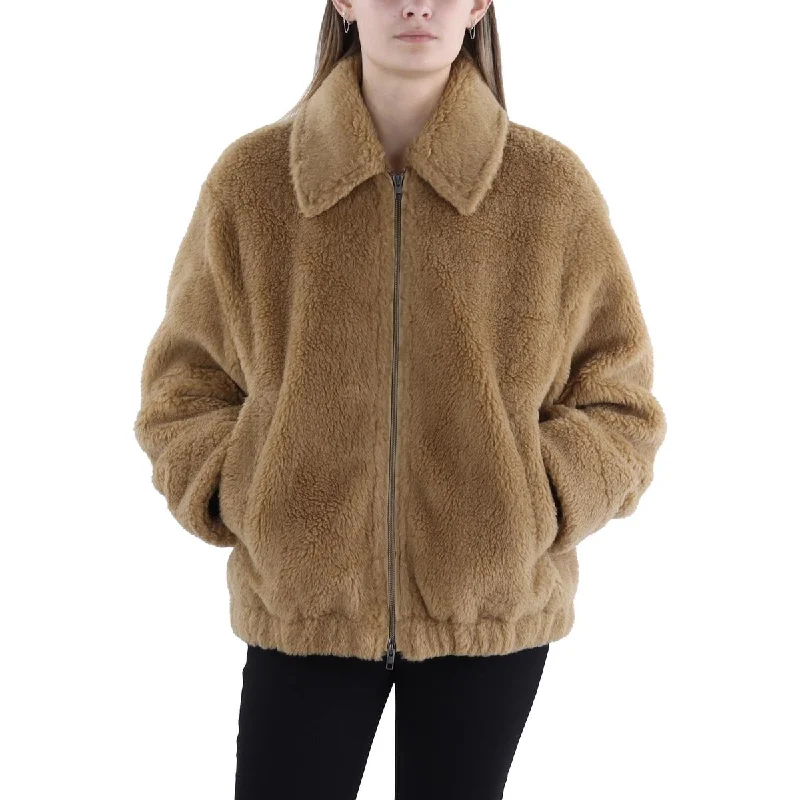 padded puffer coatWomens Bomber Cold Weather Faux Fur Coat