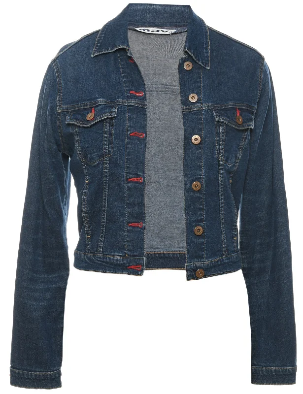 wool-blend coatDark Wash Cropped Denim Jacket - M