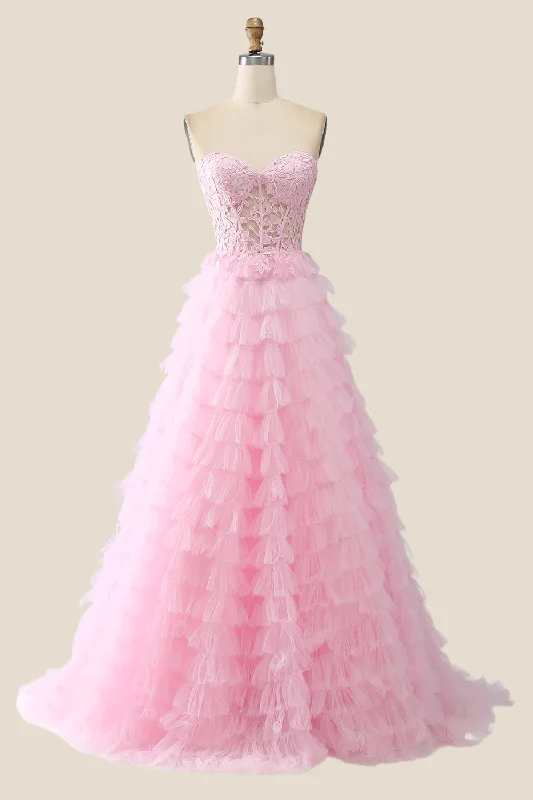 Today’s Special trendy bodycon dressPink Sweetheart Lace and Tulle Tiered Gown