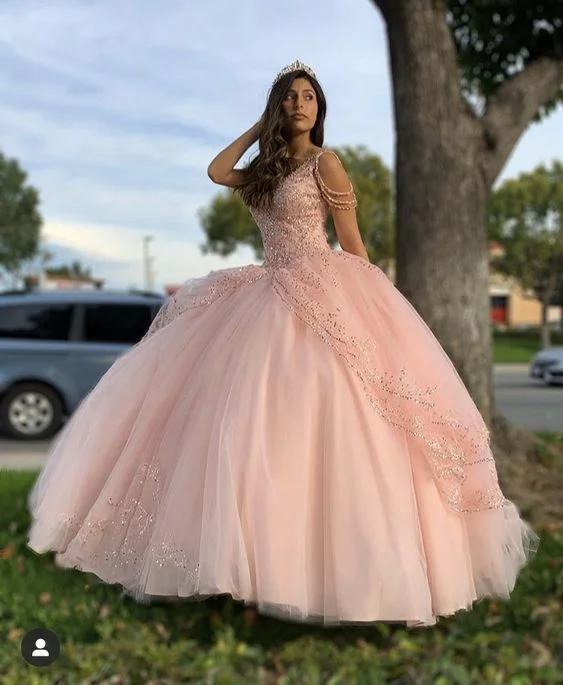 Fantastic Deals flowy evening dressPink Princess Ball Gown Quinceańera Dress Sweet 16 Dress Y1095