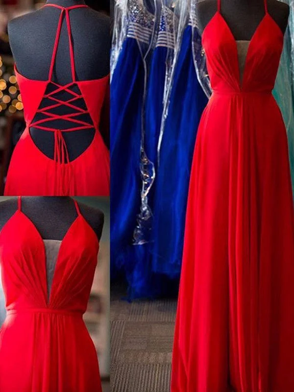 Sale Event chiffon prom dresses A-line Spaghetti Straps Floor-length Chiffon Prom Dress/Evening Dress #MK051