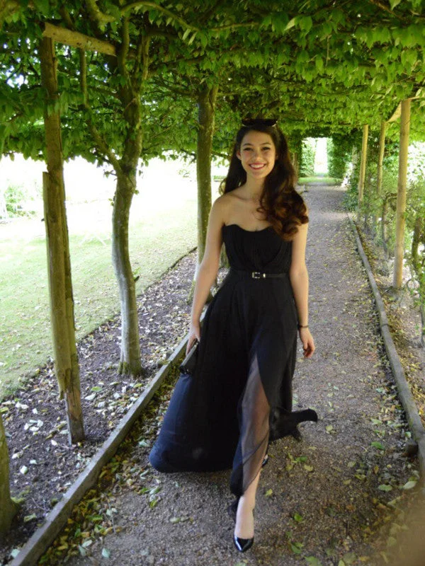 Midnight Madness prom dresses long  A-line Strapless Floor-length Chiffon Prom Dress/Evening Dress #MK057