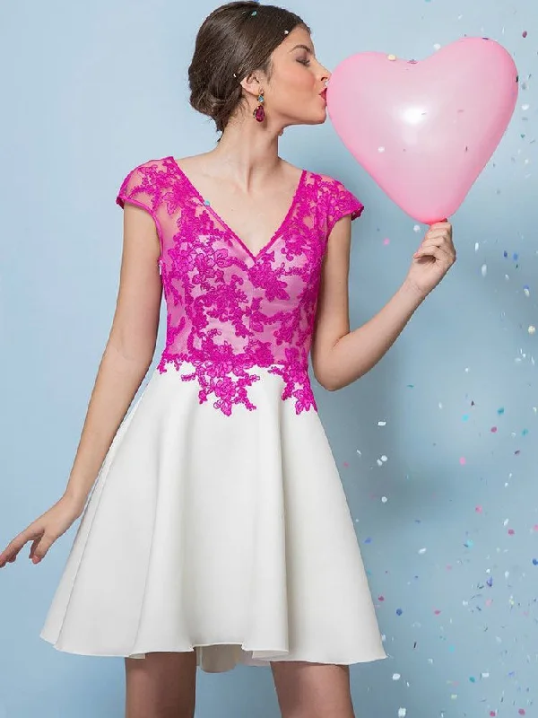 Blowout Deals Beautiful Homecoming Dresses Appliques A Line Short Prom Dress Party Dress JK697
