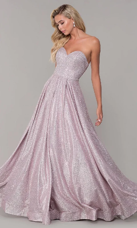 high-waisted dressStrapless Sweetheart Glitter Formal Ball Gown