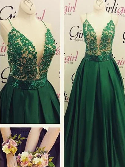 Factory Direct Sale Chic Prom Dresses Spaghetti Straps Dark Green Sexy Prom Dress/Evening Dress JKL139