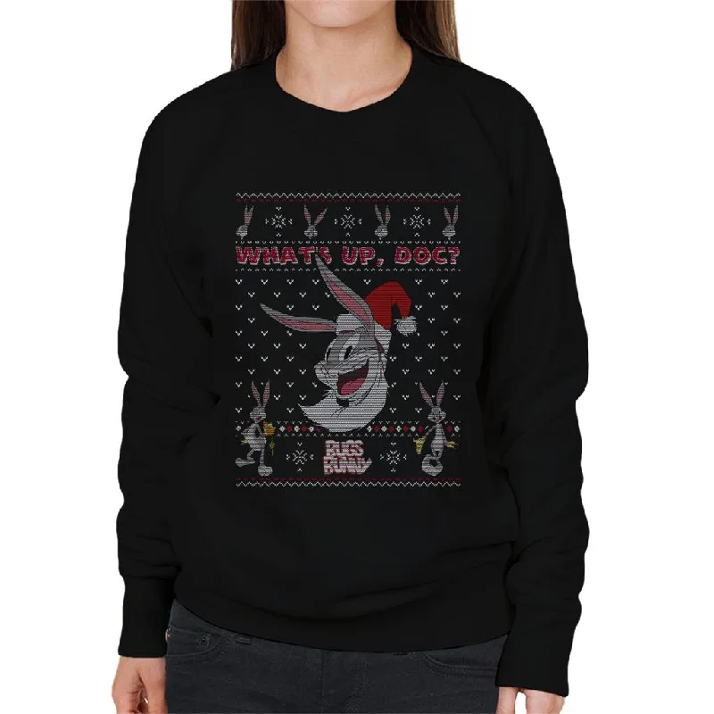 Steals and Deals minimalist gym sweatshirtLooney Tunes Christmas Bugs Bunny What's Up Doc Women's Sweatshirt