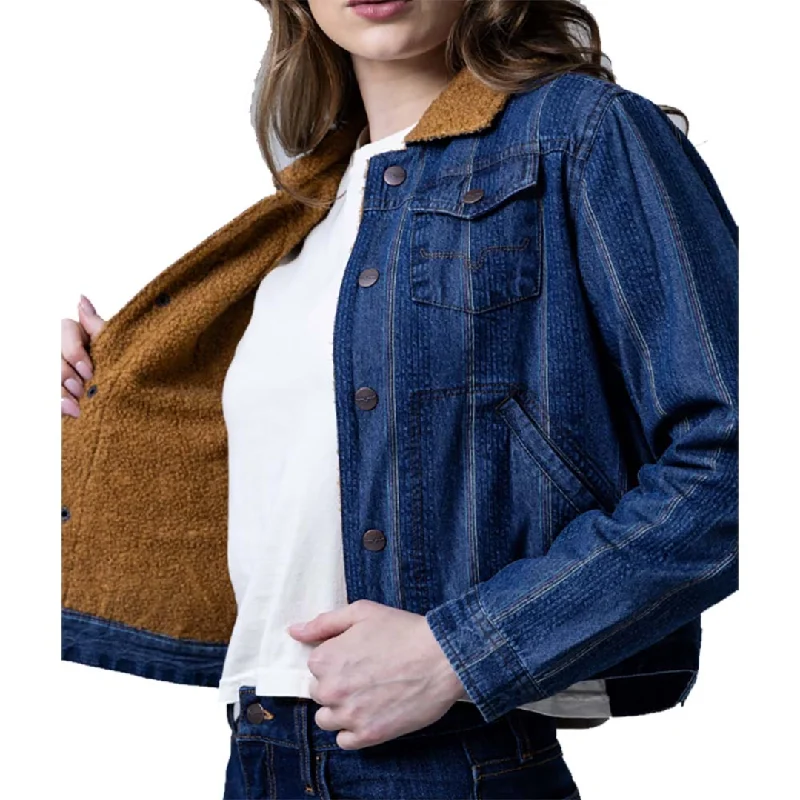 Deal Dash casual utility jacketWomen's Vaquero Trucker Strip Denim Jacket WJA0000044