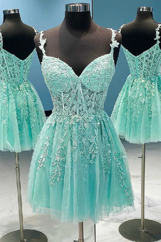 Limited Time Offer knit dressV Neck Mint Green Lace Homecoming Dress Y204