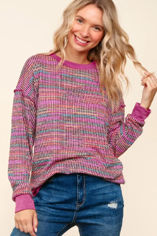 Price Blitz cold weather jacketMULTICOLOR PRINT SOFT TEXTURED WAFFLE SWEATER
