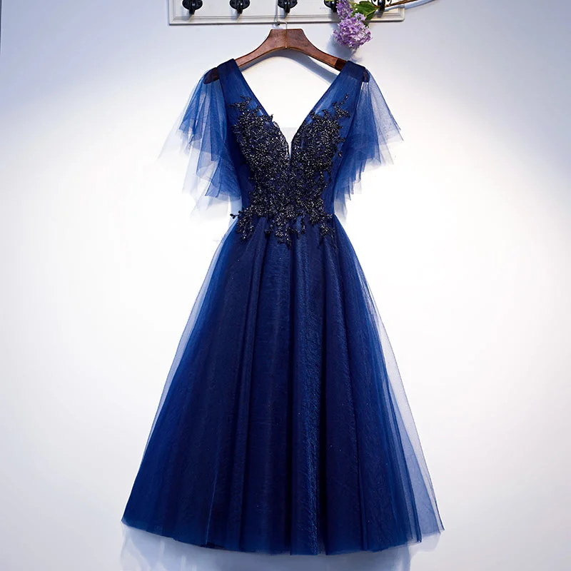 Today Only summer dressBlue v neck tulle short homecoming dress s94