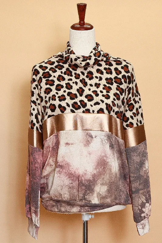 Don't Wait casual coatAnimal Gold Band Cowl Neck Sweater