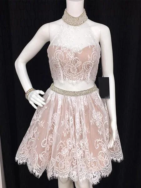Crazy Deals Homecoming Dress Beautiful Lace Two Pieces Short Prom Dress Party Dress JKS057