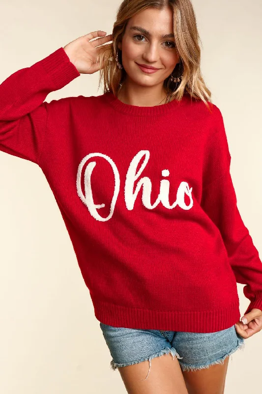 Members Only chic wool coatPLUS RED POP UP LETTER PULLOVER SWEATER KNIT TOP