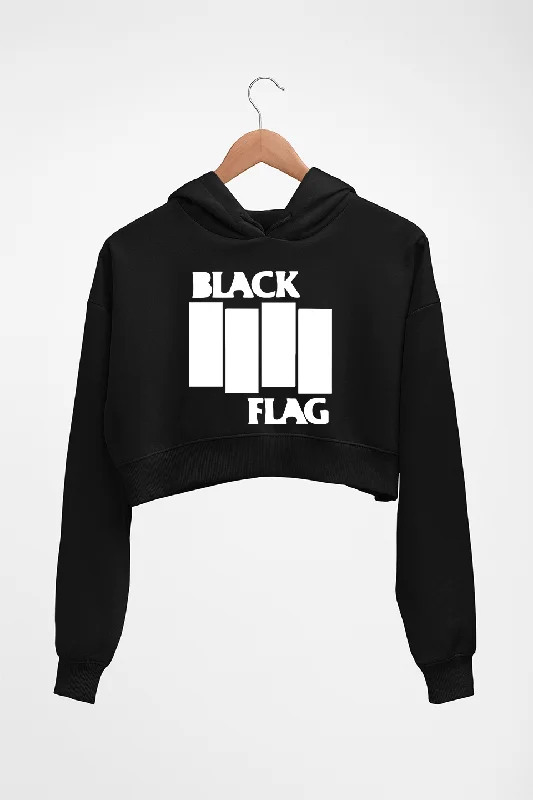 comfortable fleece hoodieBlack Flag  Crop HOODIE FOR WOMEN