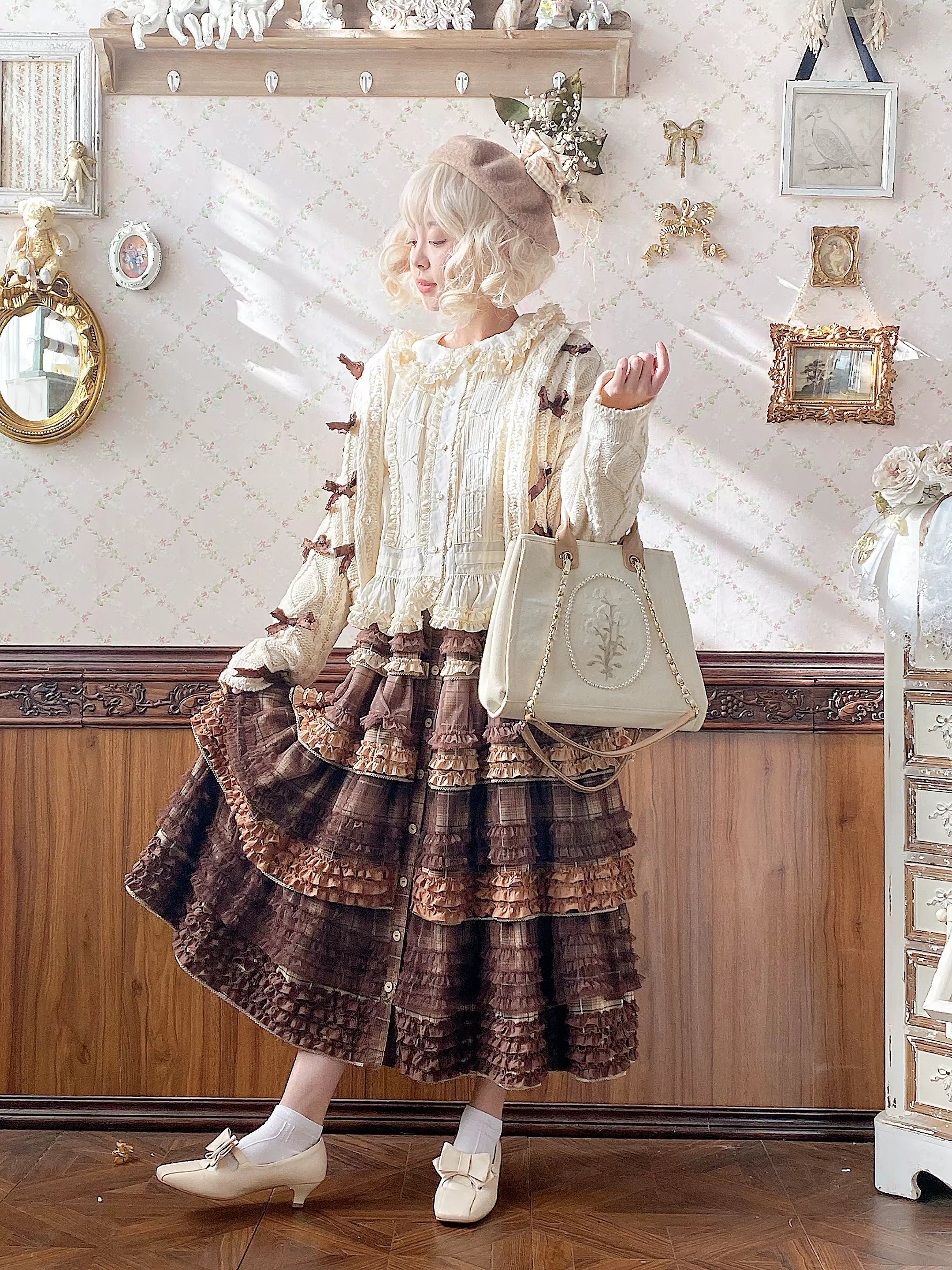 Exclusive Preview t-shirt dressSweet Dreamer~Pine Cone~Winter Elegant Lolita SK Plaid Layered Skirt Exclusive Preview t-shirt dressSweet Dreamer~Pine Cone~Winter Elegant Lolita SK Plaid Layered Skirt