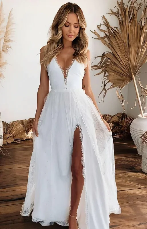 spaghetti strap dressLong Prom Dresses, Cute Girl Simple Elegant Wedding Dresses Y1893