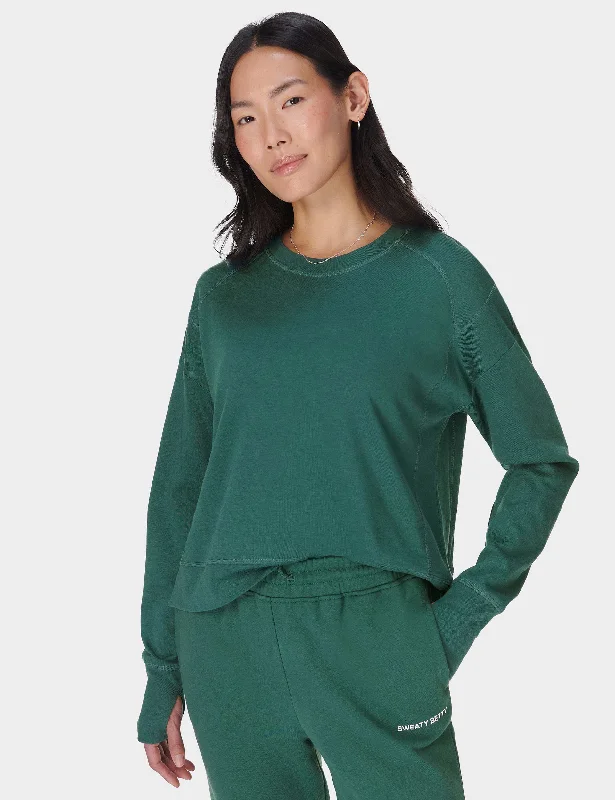 warm workout hoodieAfter Class Crop Sweatshirt - Glade Green