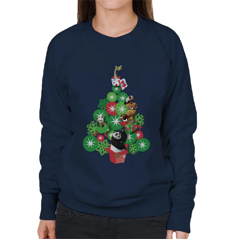 Special Offer bold workout sweatshirtKung Fu Panda Christmas Tree Characters Women's Sweatshirt