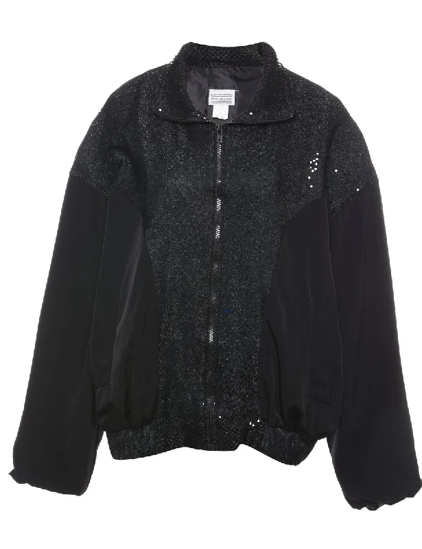 Must-Have Deals insulated winter jacketBlack Sequined Zip-Front Evening Jacket - L