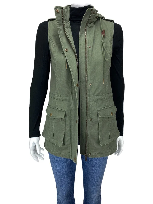 puffer jacketMarket & Spruce, Women's Safari Vest, Olive, Size XS