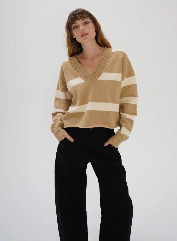 oversized sports sweatshirtLNA Morjana Sweater / Camel Stripe