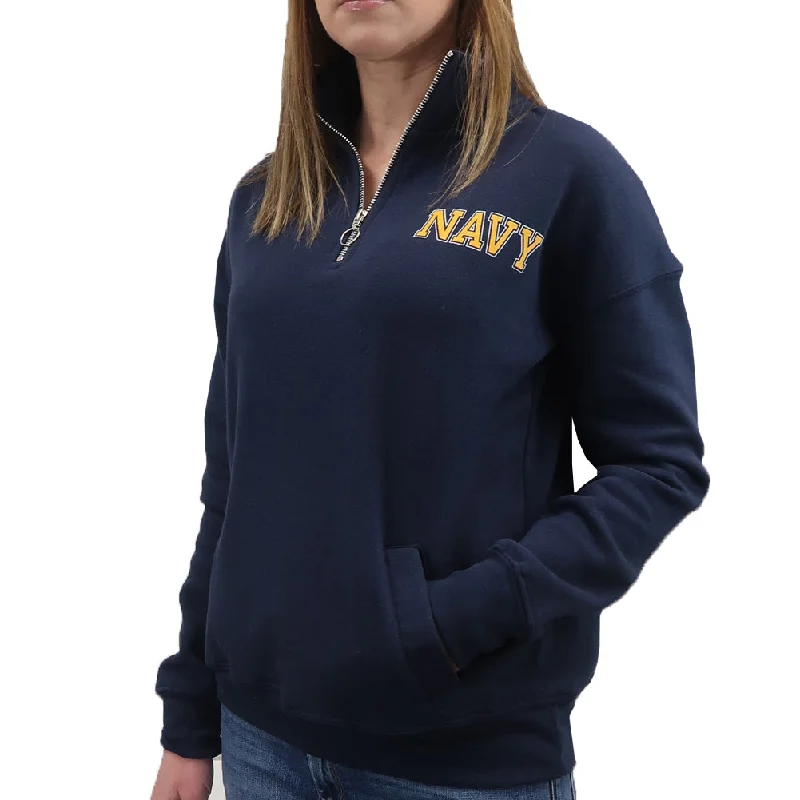 high-end athletic hoodieNavy Ladies Dakota Quarter Zip Pullover (Navy)