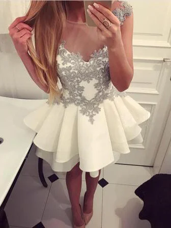 Best Bargains Cute Homecoming Dresses Scoop Aline Appliques Short Prom Dress Party Dress JK761