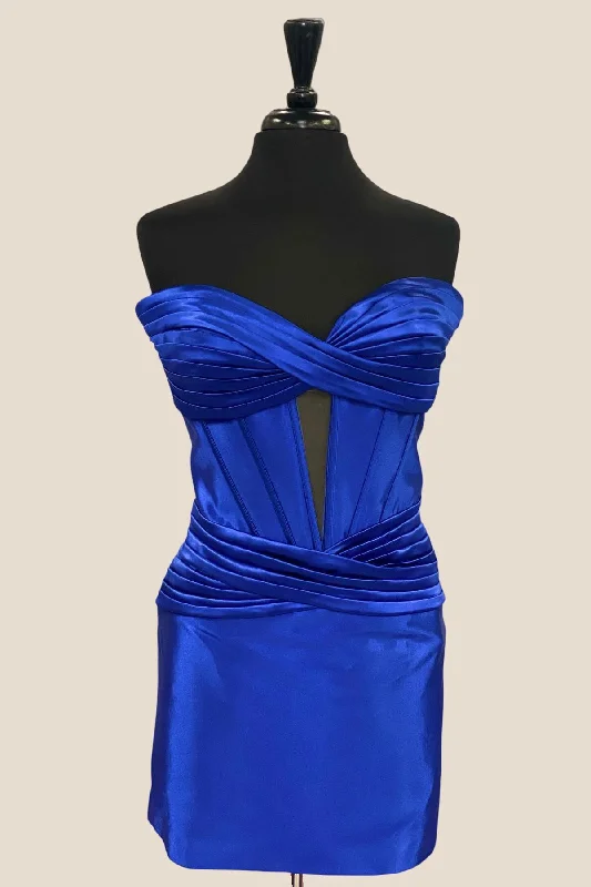 Lowest Prices lace-up dressSweetheart Royal Blue Keyhole Bodycon Short Dress