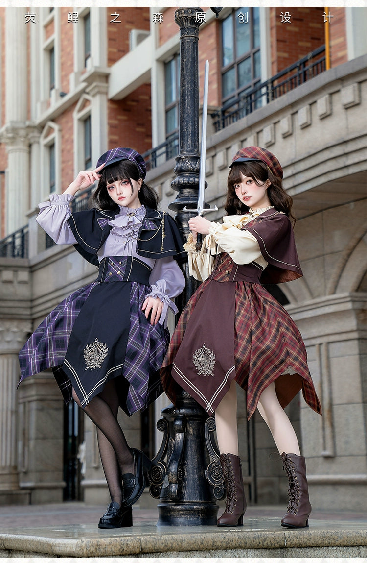 The Best Prices chic shift dressForest Fluorescent Carps~Queen's Game~Military Lolita OP Plaid Ouji Lolita Dress Set The Best Prices chic shift dressForest Fluorescent Carps~Queen's Game~Military Lolita OP Plaid Ouji Lolita Dress Set