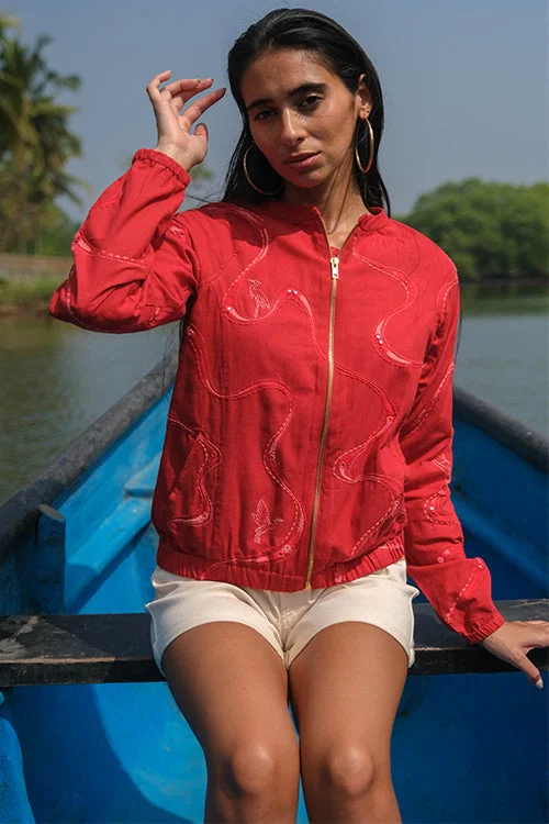 Act Fast sleek jacketOkhai 'Maritime' Pure Cotton Hand Embroidered Bomber Jacket