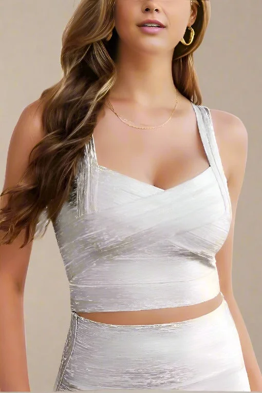 Price Drop pleated maxi dressJay Bandage Crop Top - Silver
