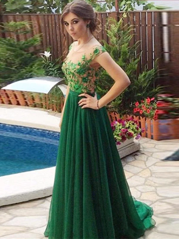 Price Break prom dresses A-line Scoop Floor-length Tulle Prom Dress Evening Dress MK211