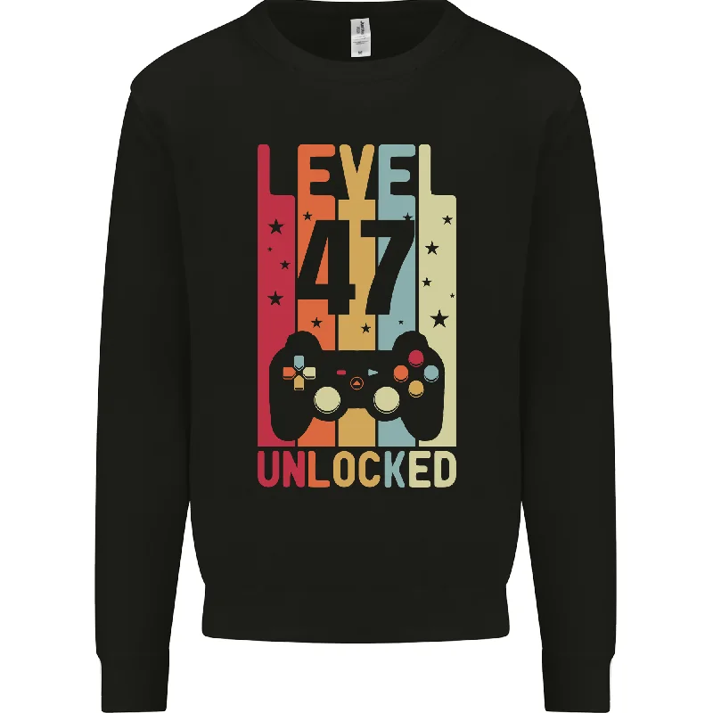 Midnight Madness warm workout hoodie47th Birthday 47-Year-Old Level Up Gaming Men's Sweatshirt Jumper