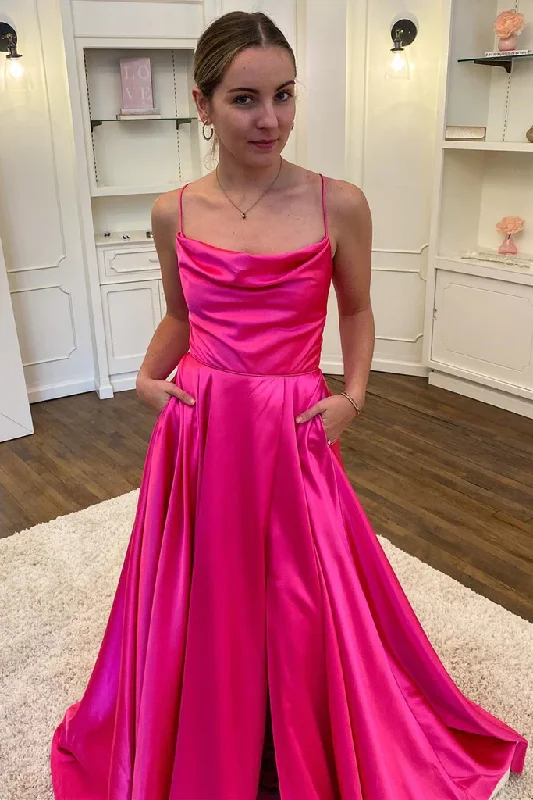 Stock Clearance satin dressSimple Backless Fuchsia Satin Long Prom Dress with High Slit, Backless Fuchsia Formal Graduation Dress with Pocket Y213 Stock Clearance satin dressSimple Backless Fuchsia Satin Long Prom Dress with High Slit, Backless Fuchsia Formal Graduation Dress with Pocket Y213