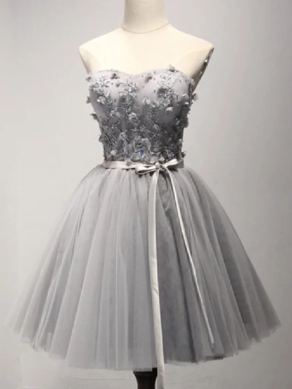 Closeout Homecoming Dress Sweetheart Hand-Made Flower Short Prom Dress Party Dress JK248