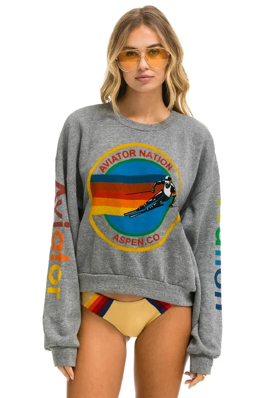 chic active hoodieAVIATOR NATION ASPEN RELAXED CREW SWEATSHIRT - HEATHER GREY