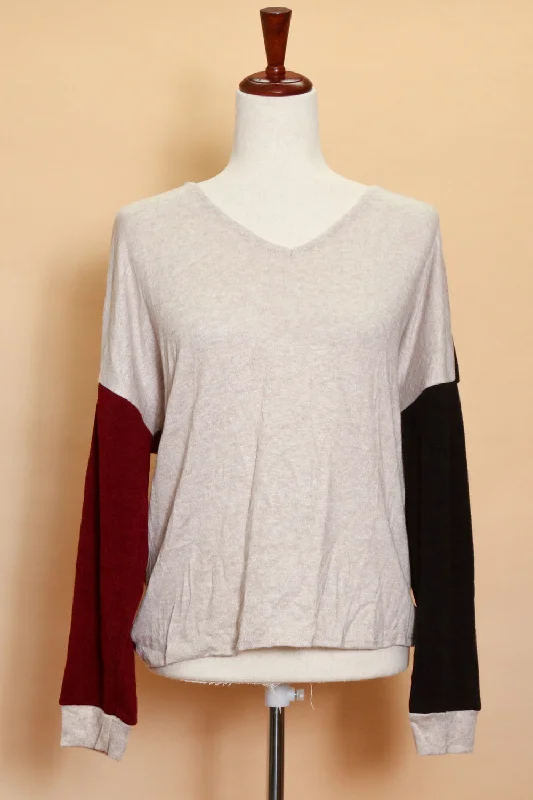 Price Drop cold weather jacketTaupe Open Back Color Block Sweater (4pc)