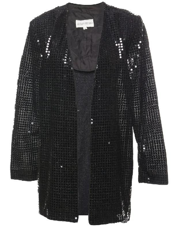 Big Discounts windproof jacketBlack Sequined Evening Jacket  - M
