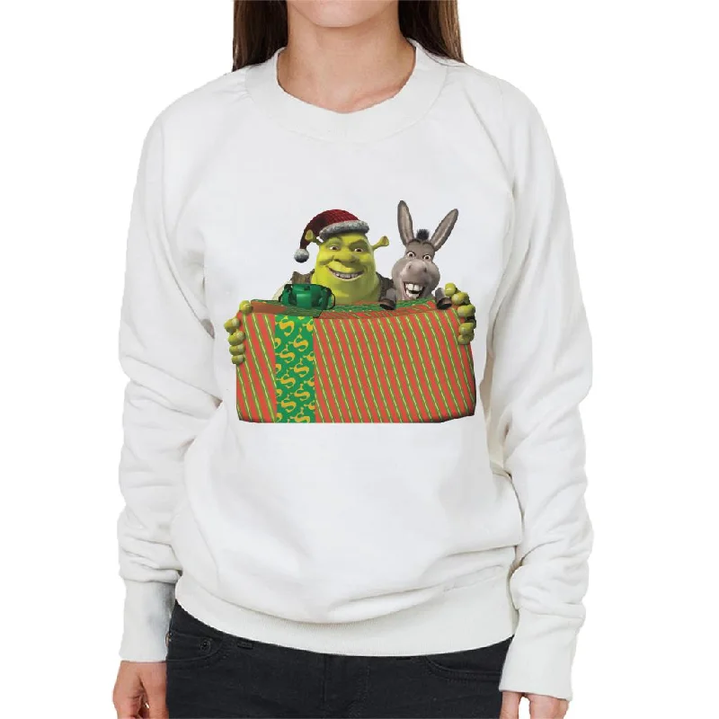 Massive Deals soft gym hoodieShrek Christmas Shrek And Donkey Festive Box Women's Sweatshirt