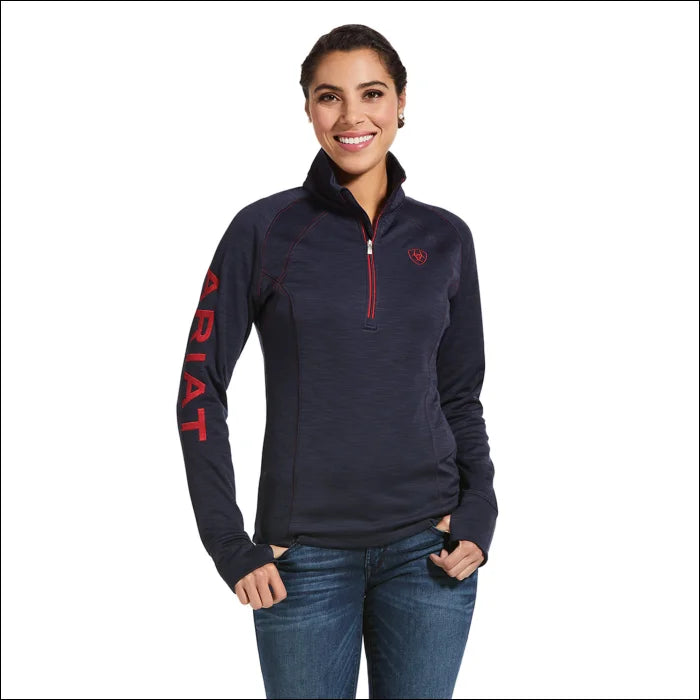 Big Discounts fashionable fitness sweatshirtAriat Womens Tek Team 1/2 Zip - Heather/Navy