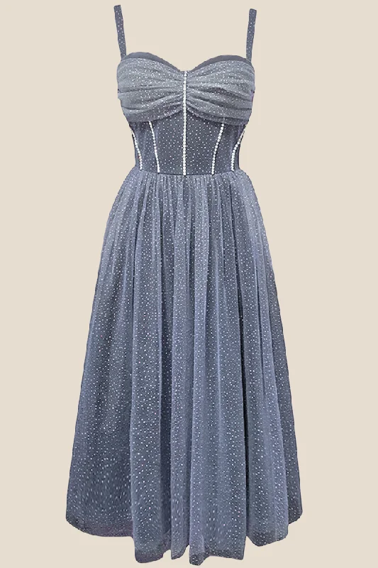 Price Reduction floral wrap dressSweetheart Grey Sparkle Tulle A-line Midi Dress