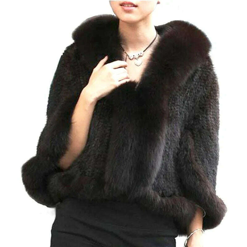 stylish raincoatAutumn Winter Ladies' Genuine Knitted Mink Fur Shawls Fox Fur Collar Women Fur Pashmina Wraps Bridal Cape Coat Jacket