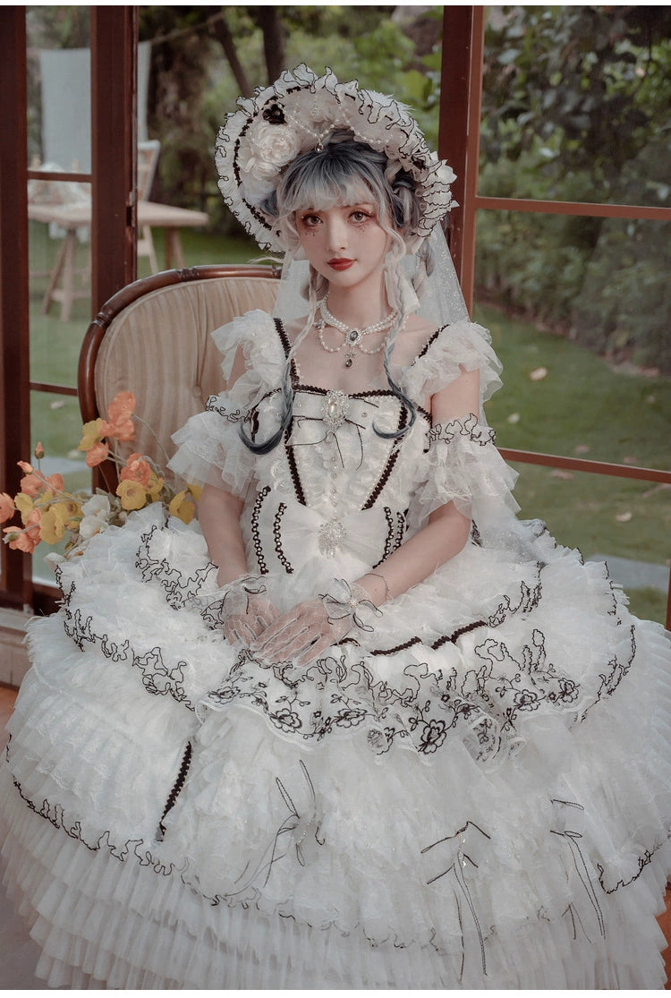 denim dressCat Fairy~Dark Starry Night~Wedding Lolita Jumper Dress Black And White Tea Party Dress