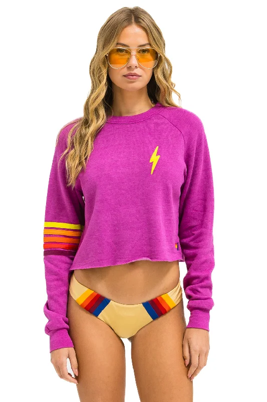 oversized sports sweatshirtBOLT RUGBY STITCH CROPPED CREW SWEATSHIRT - MAGENTA // ORANGE // YELLOW