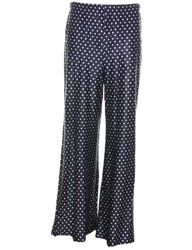 Warehouse Sale high-fashion coatPolka Dot Print Navy & White Flared Trousers - W26 L31 Warehouse Sale high-fashion coatPolka Dot Print Navy & White Flared Trousers - W26 L31
